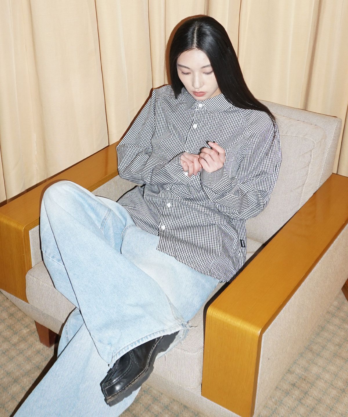 필드매뉴얼(FIELDMANUAL) 래글런 셔츠 체크