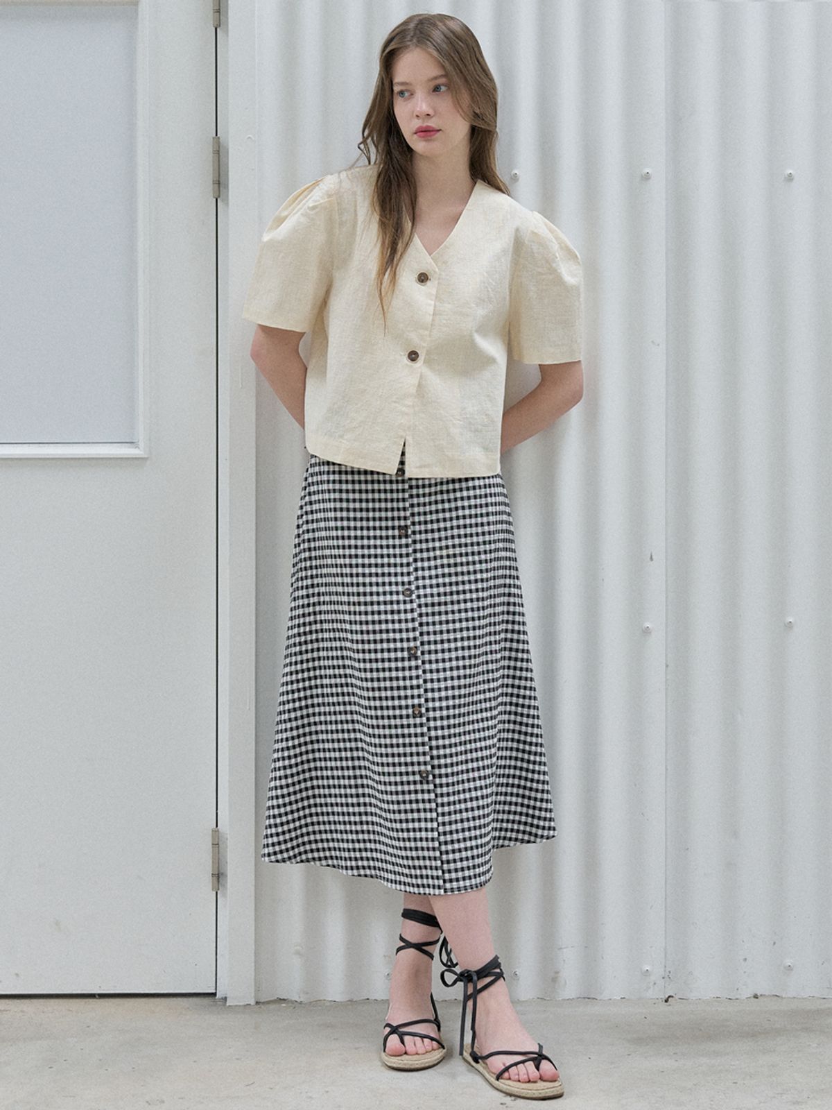 아방(AVANT-G) Two-Way Puff Blouse Jacket - Yellow