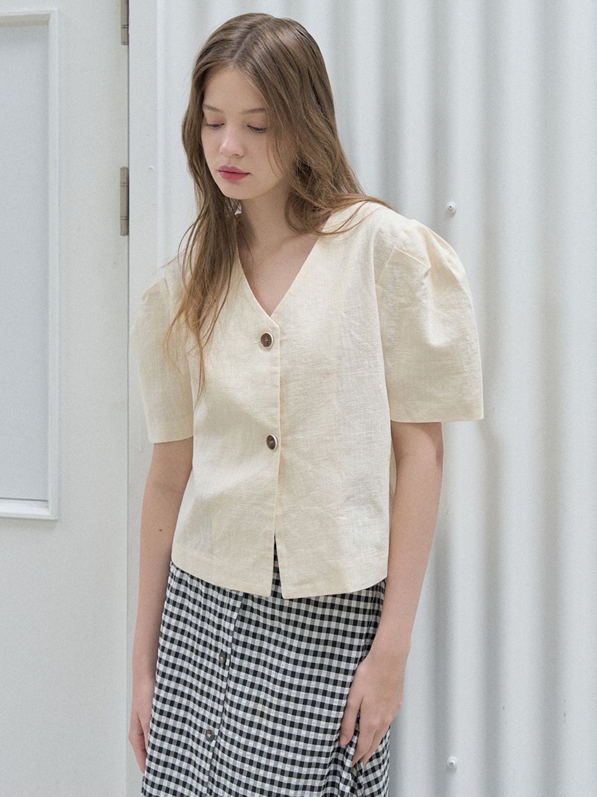 아방(AVANT-G) Two-Way Puff Blouse Jacket - Yellow