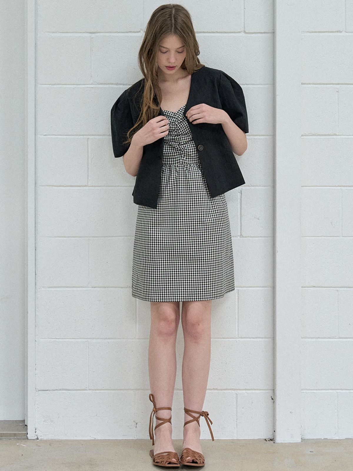 아방(AVANT-G) Two-Way Puff Blouse Jacket - Black