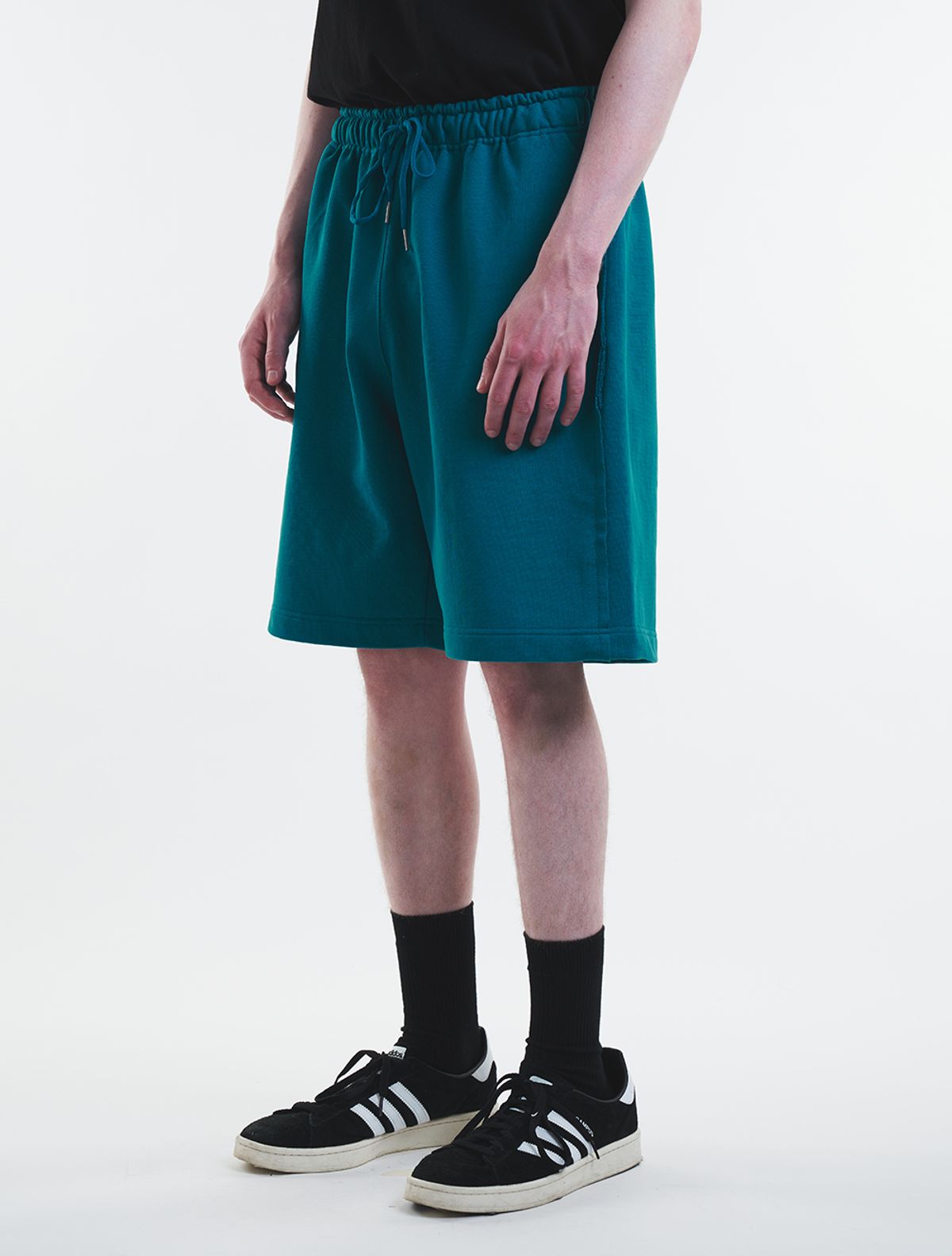 데호(DEHO) CUTTING SWEAT HALF PANTS [Blue]