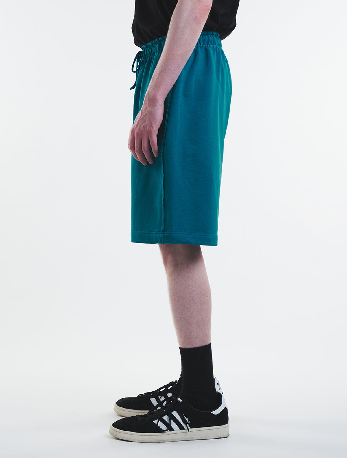 데호(DEHO) CUTTING SWEAT HALF PANTS [Blue]