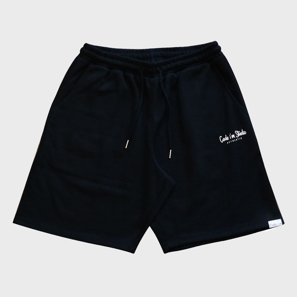 코드아이엠(CODE I'M) 어센틱 로고 프린팅 루즈핏 반바지 네이비