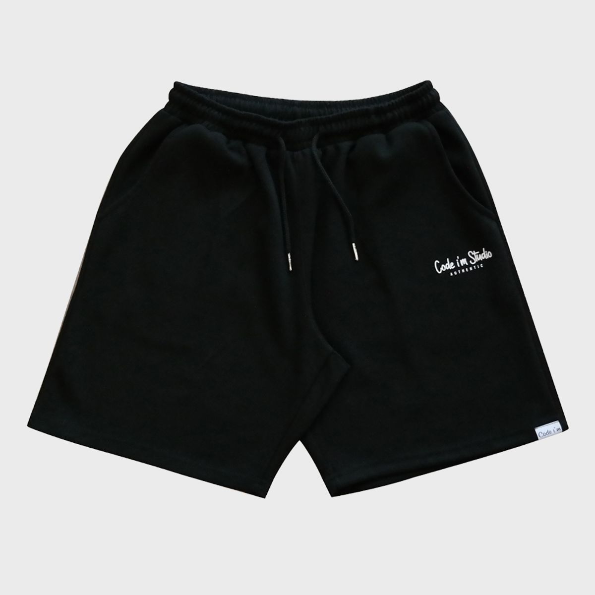 코드아이엠(CODE I'M) 어센틱 로고 프린팅 루즈핏 반바지 블랙