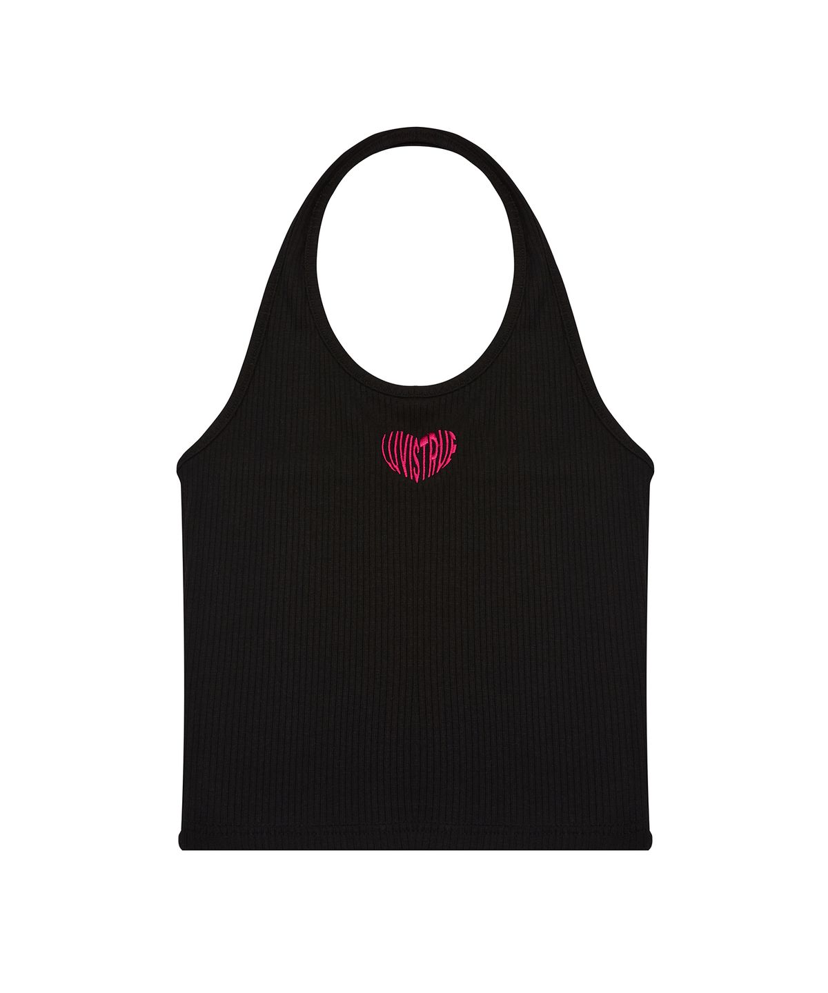 러브이즈트루(LUVISTRUE) SU LOGO HALTER NECK TOP(BLACK)