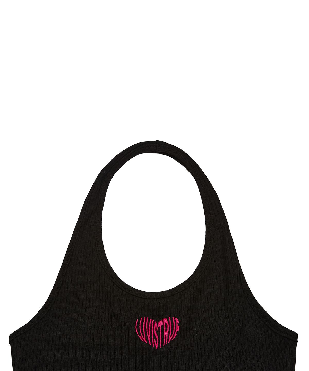 러브이즈트루(LUVISTRUE) SU LOGO HALTER NECK TOP(BLACK)