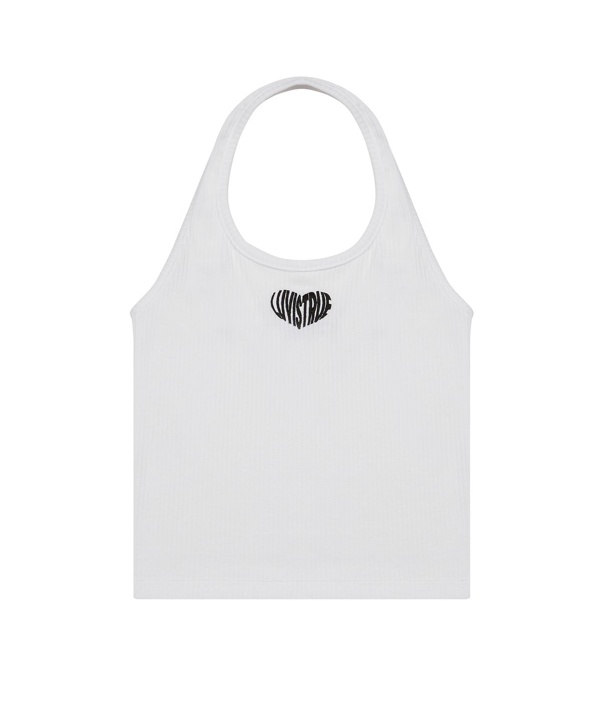 러브이즈트루(LUVISTRUE) SU LOGO HALTER NECK TOP(WHITE)