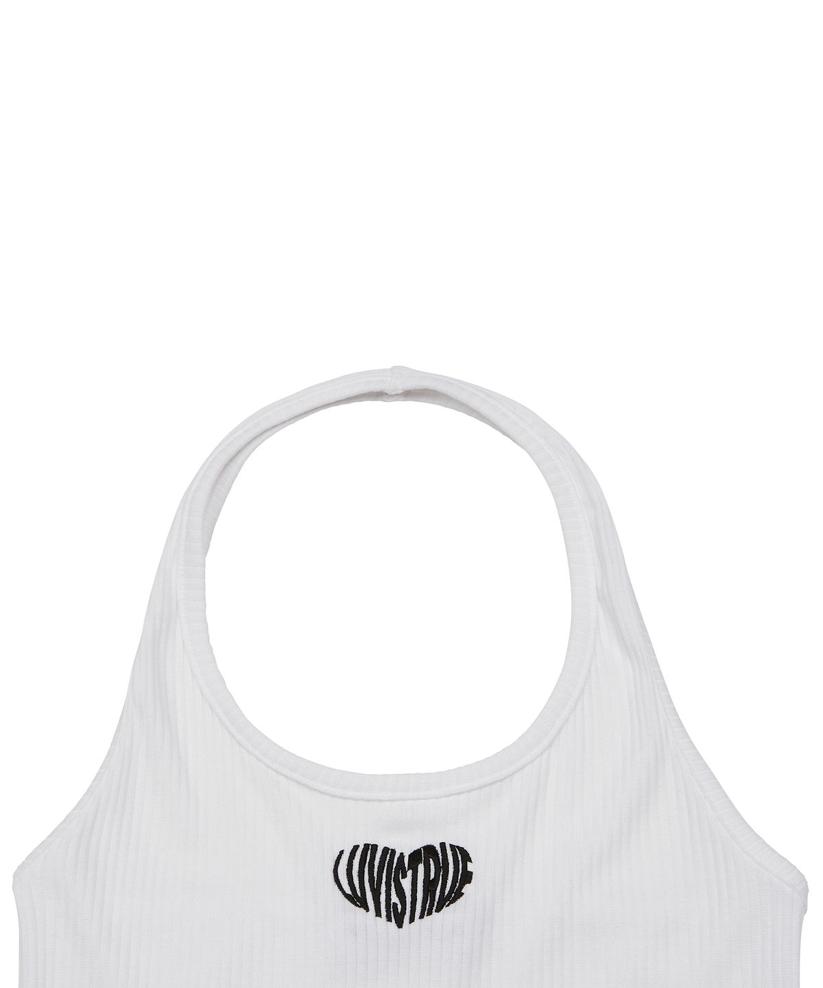 러브이즈트루(LUVISTRUE) SU LOGO HALTER NECK TOP(WHITE)