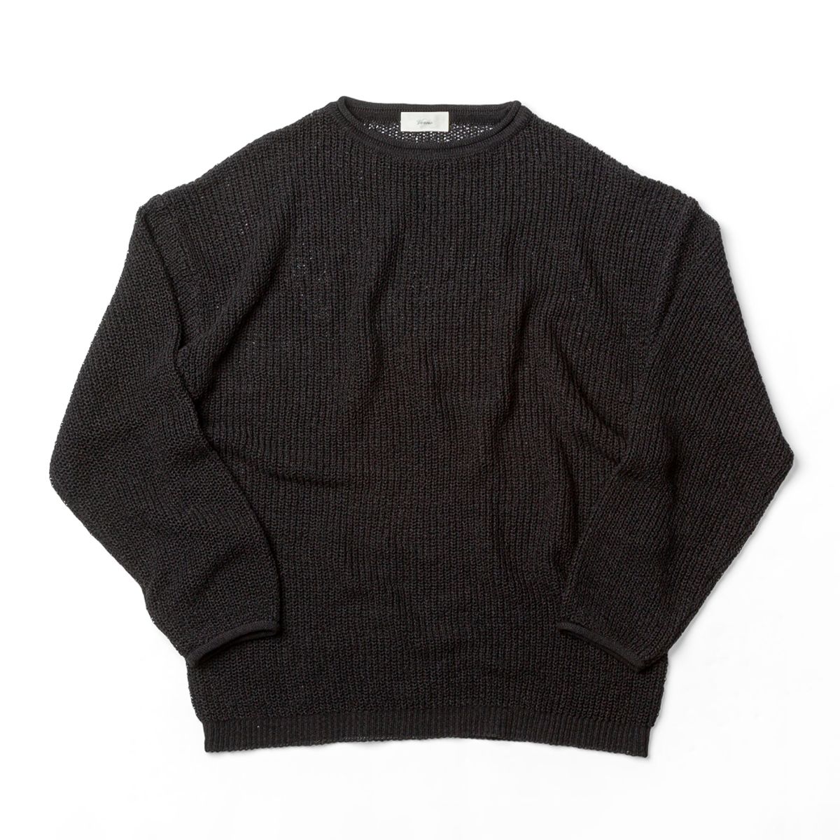베르노(VERNO) Half_Cardigan_Stitch Crewneck_Knit Black