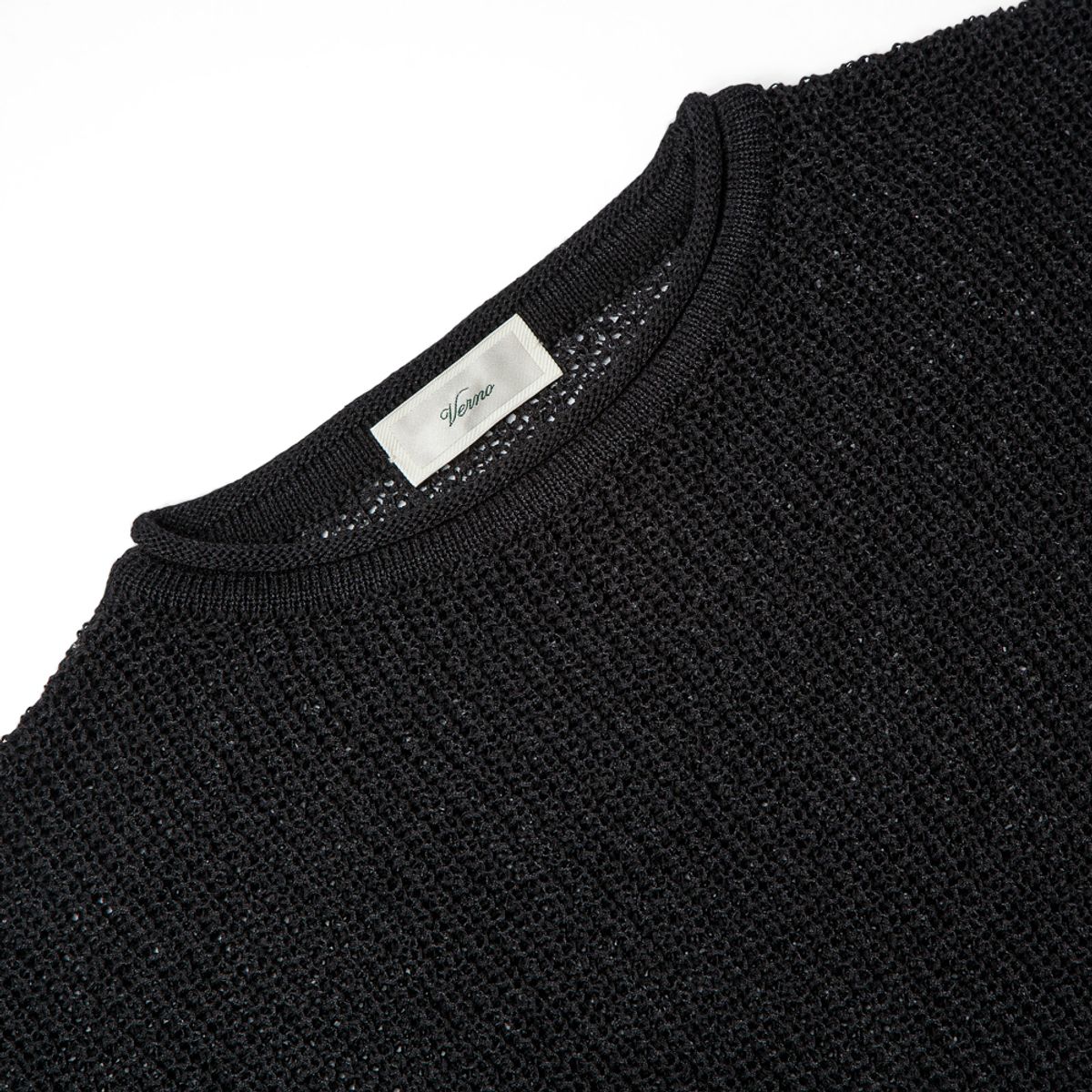 베르노(VERNO) Half_Cardigan_Stitch Crewneck_Knit Black