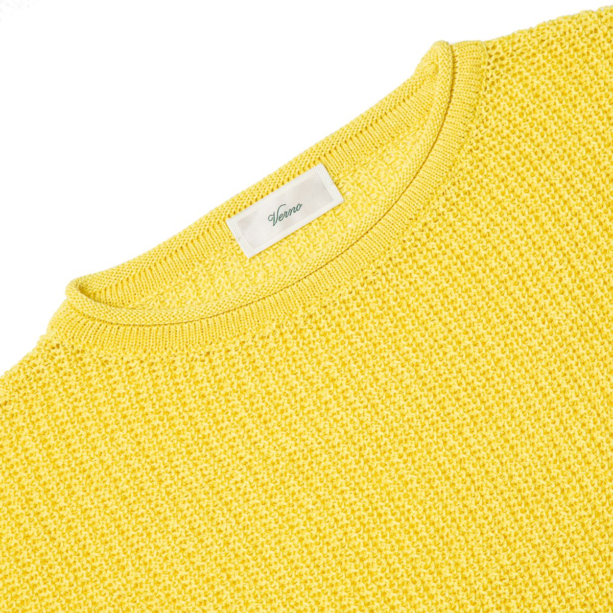 베르노(VERNO) Half_Cardigan_Stitch Crewneck_Knit Yellow