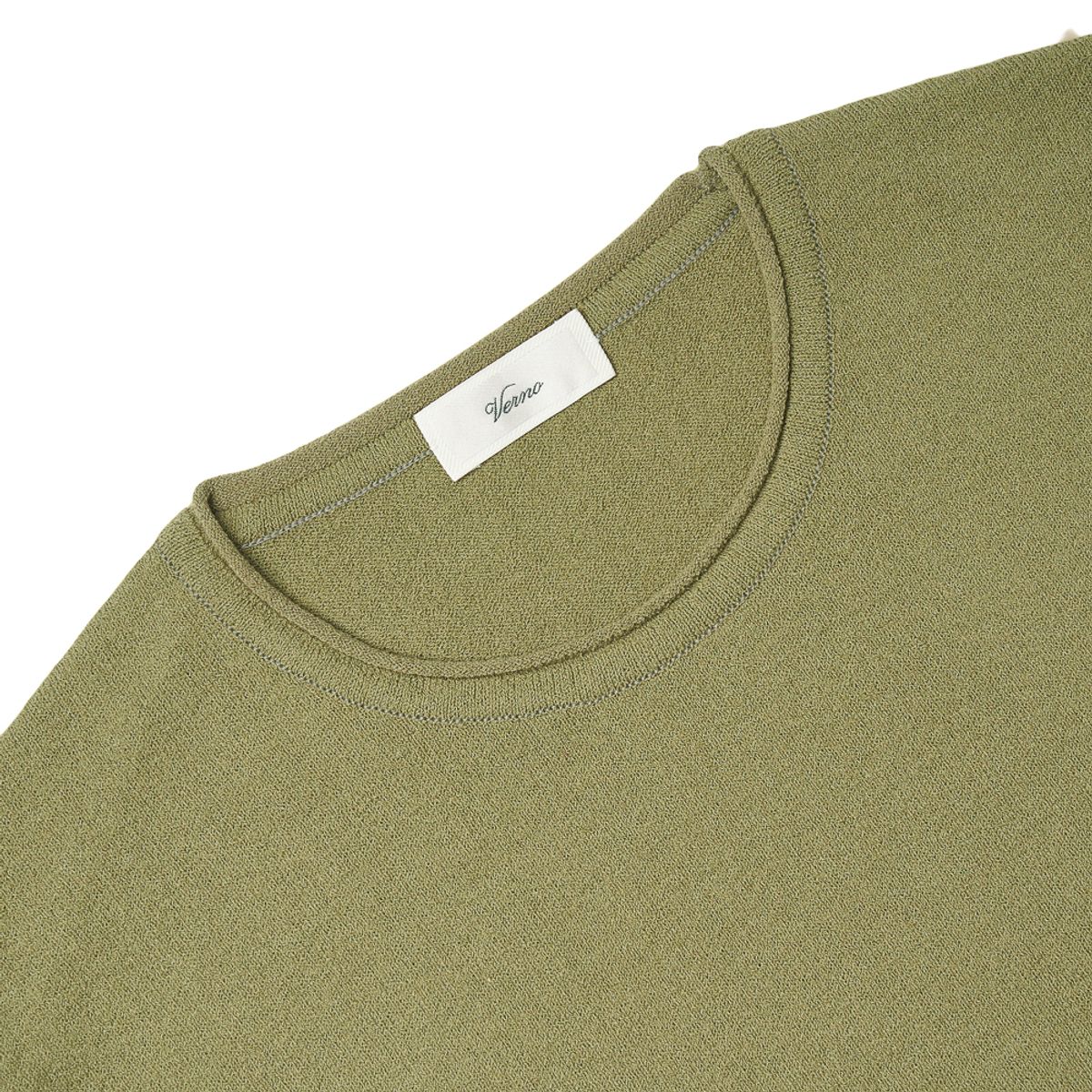 베르노(VERNO) Boucle Crew-neck Knit Olive Green