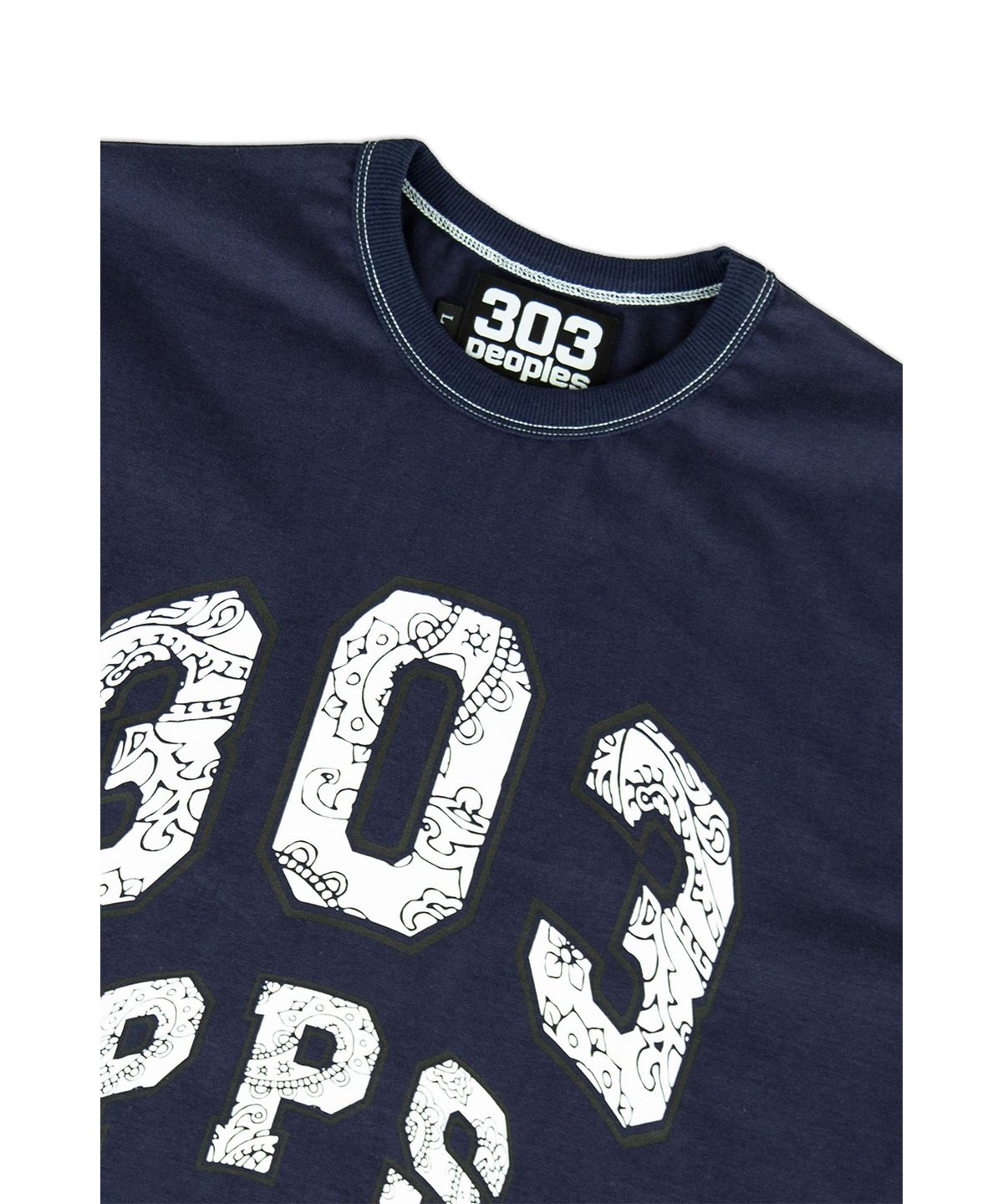 303피플즈(303PEOPLES) STS22011 아치 페이즐리 니들스 티셔츠 네이비