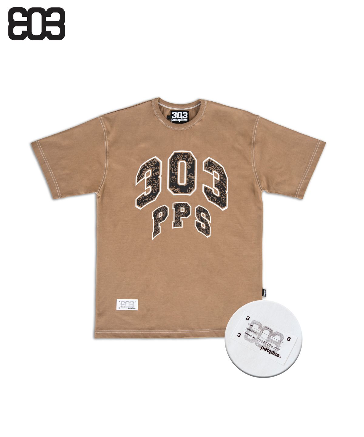 303피플즈(303PEOPLES) STS22011 아치 페이즐리 니들스 티셔츠 브라운