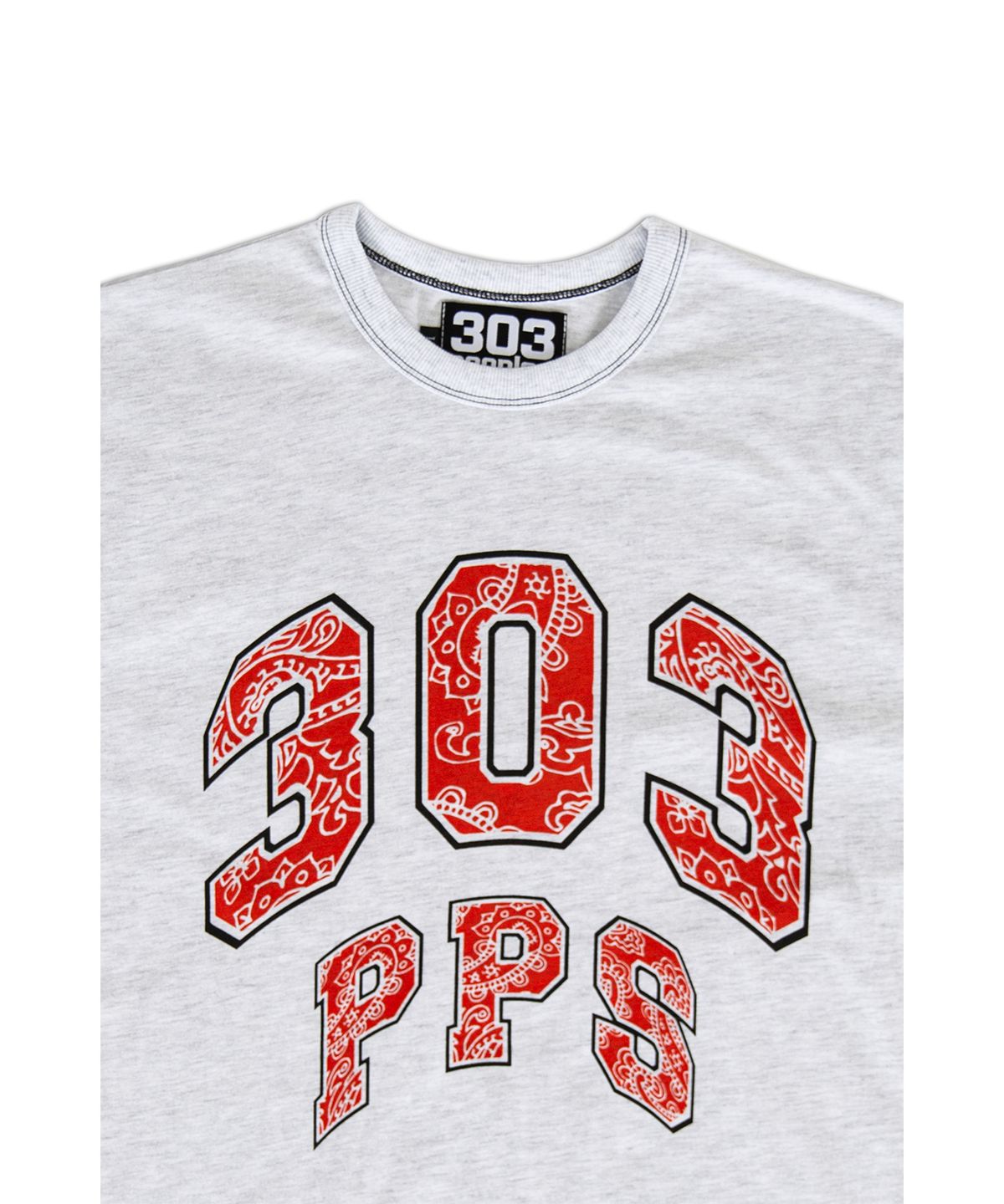 303피플즈(303PEOPLES) STS22011 아치 페이즐리 니들스 티셔츠 라이트그레이