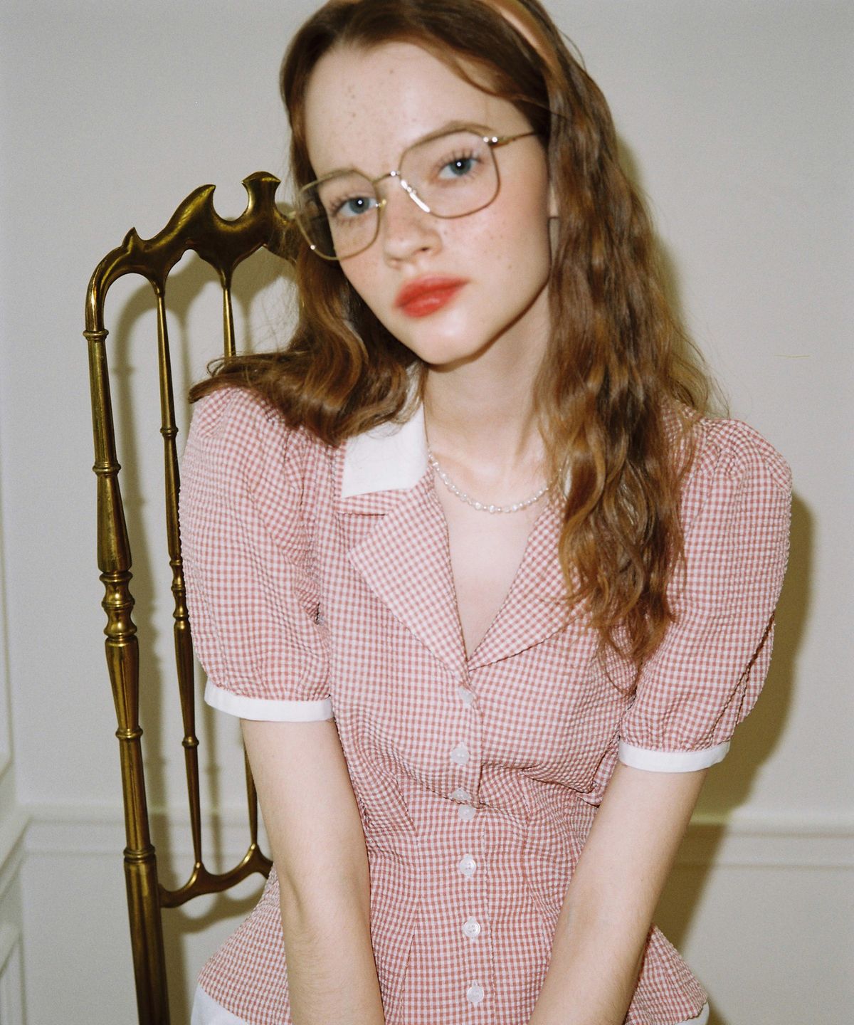 살롱 드 욘(SALON DE YOHN) Vintage Check Blouse_ 2 Colors