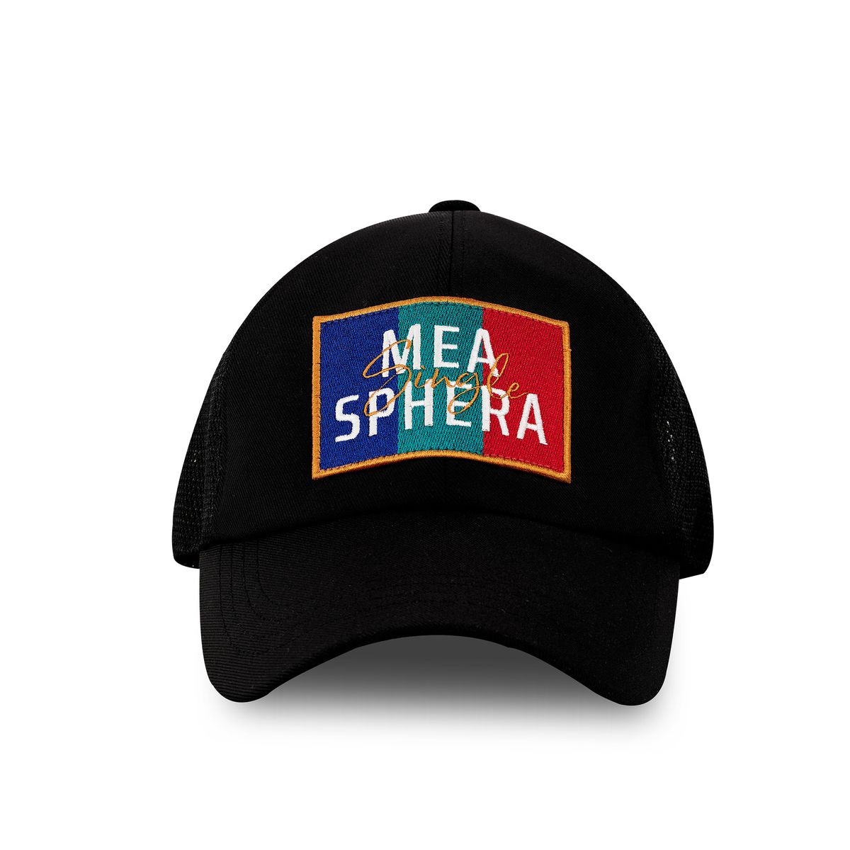 미스페라(MEASPHERA) FLAG PATCH TRUCKER CAP BLACK