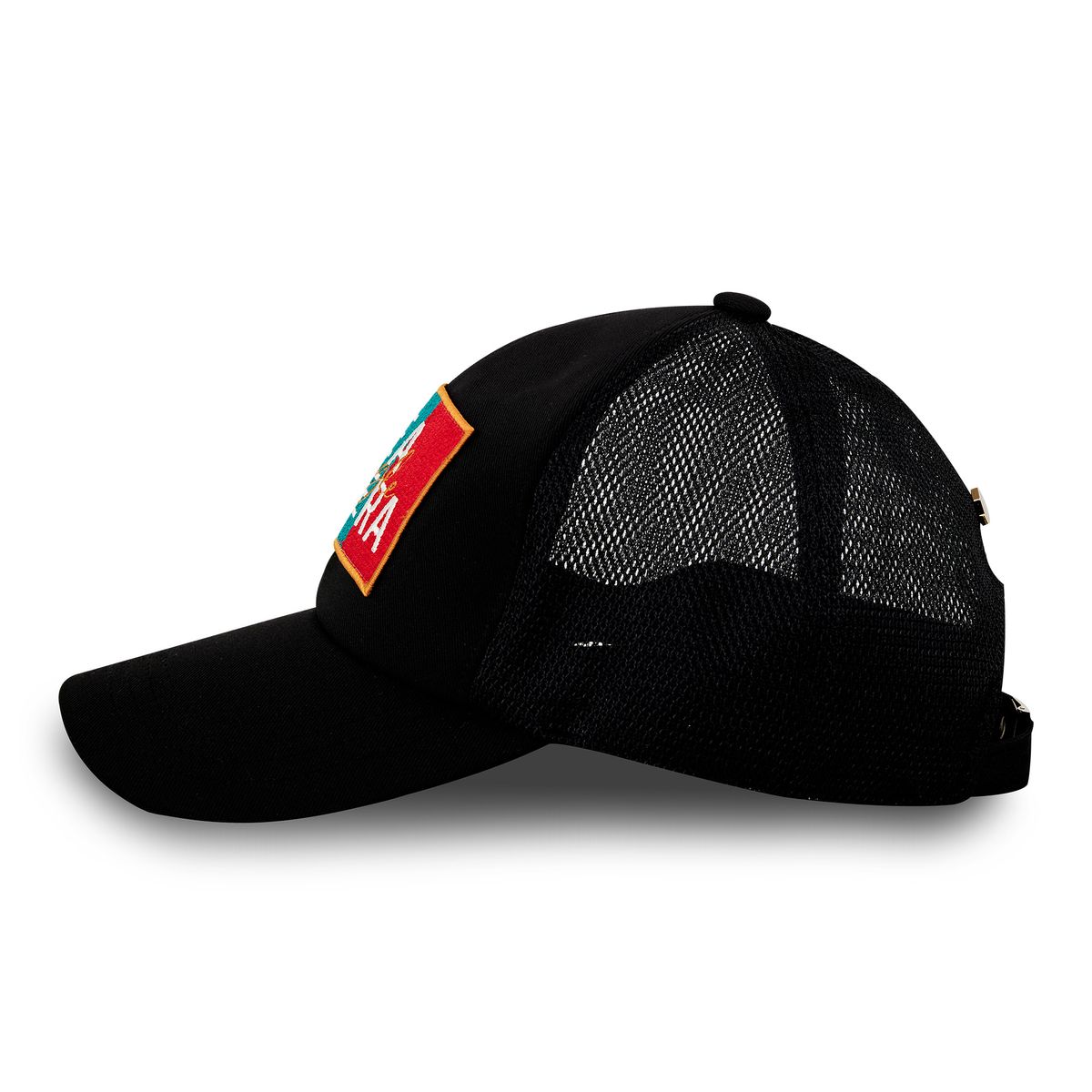 미스페라(MEASPHERA) FLAG PATCH TRUCKER CAP BLACK