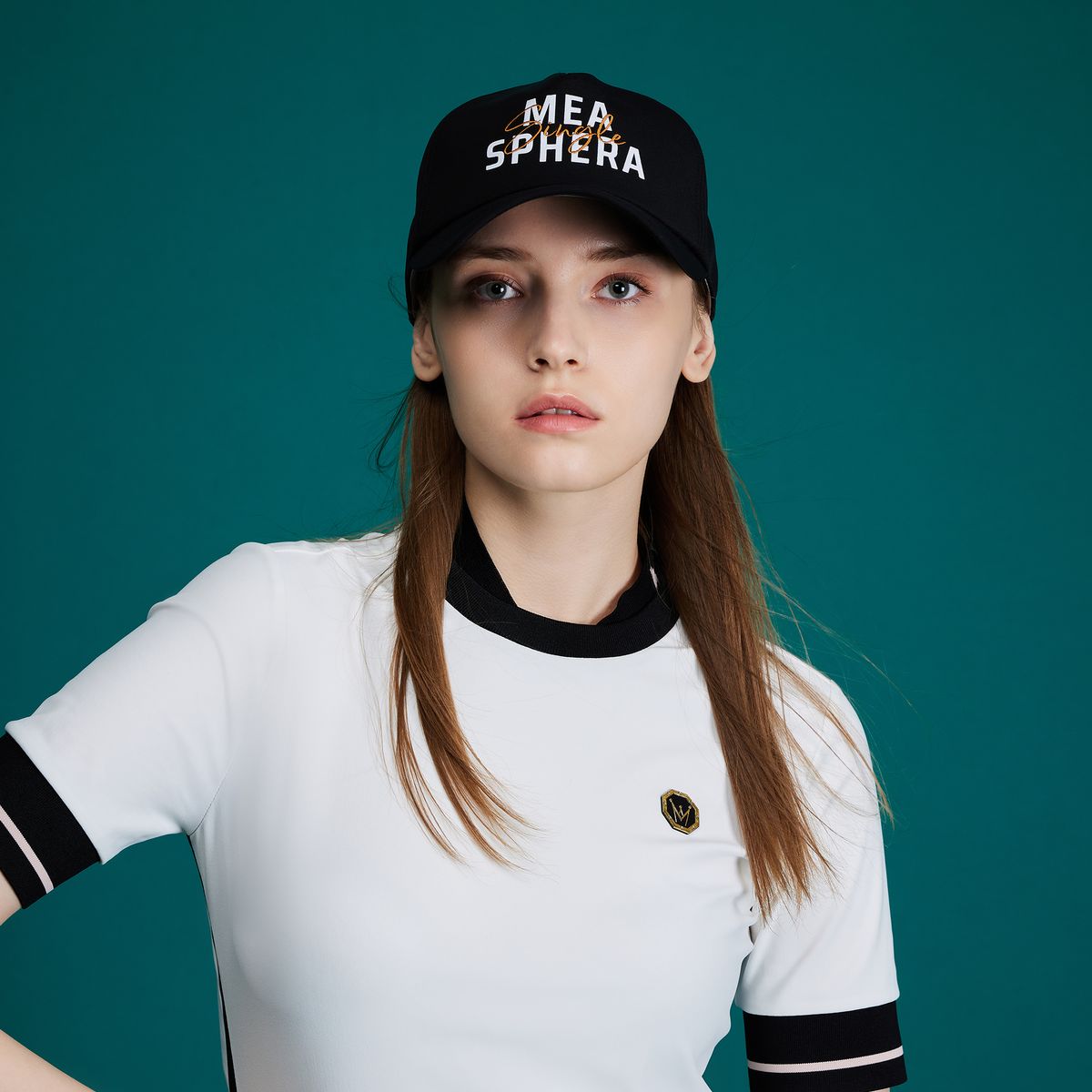 미스페라(MEASPHERA) SINGLE-EMBROIDERED BALL CAP BLACK