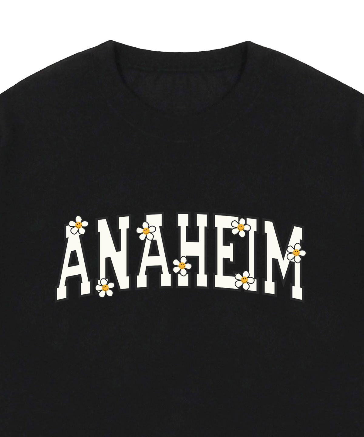 그레이버(GRAVER) [UNISEX]ANAHEIM 로고 플라워스마일 반팔티_블랙