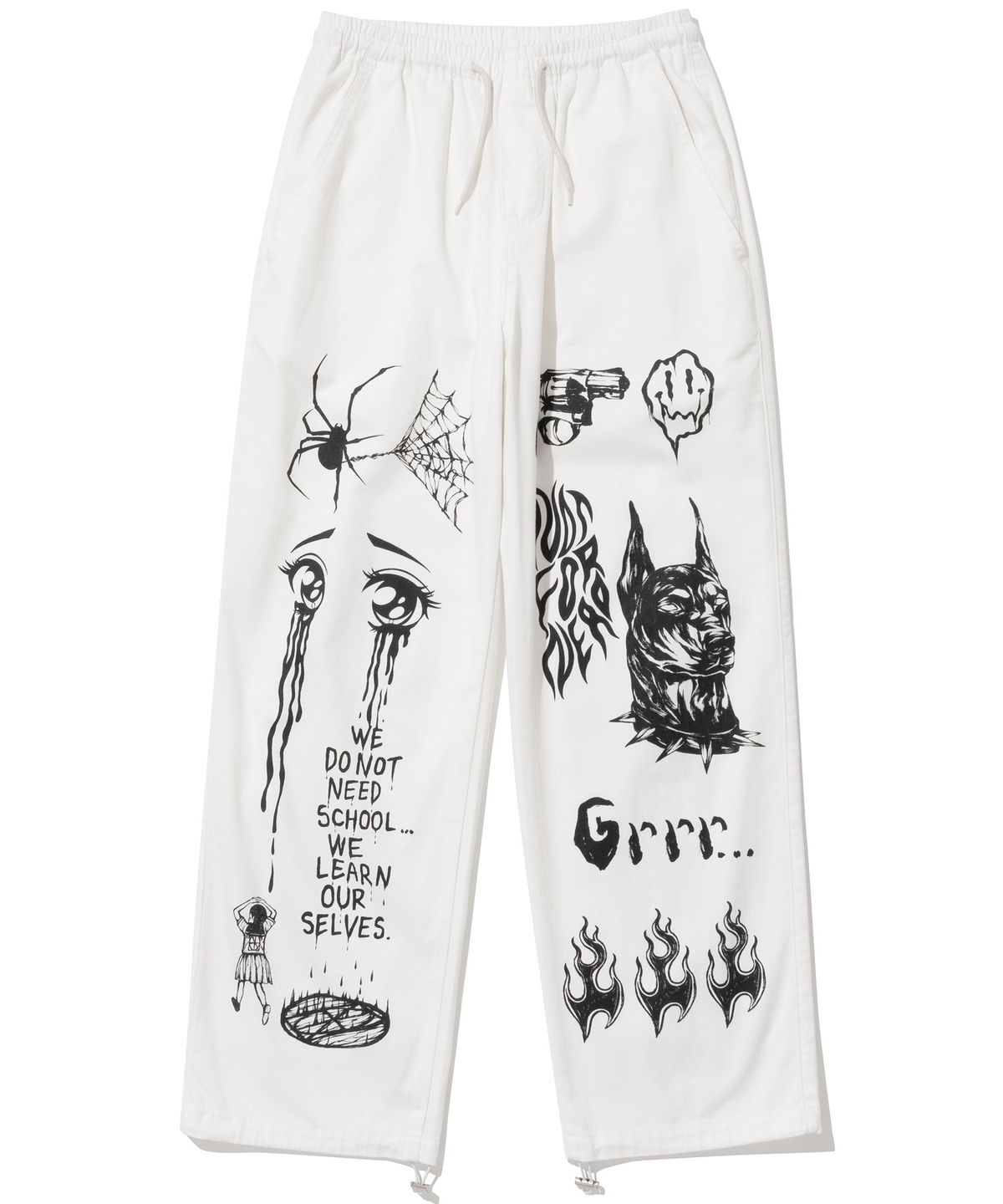 낫포너드(NOT4NERD) 22 Graphic Printed Cotton Pants - Ivory