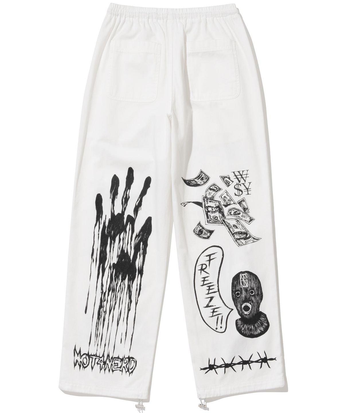 낫포너드(NOT4NERD) 22 Graphic Printed Cotton Pants - Ivory