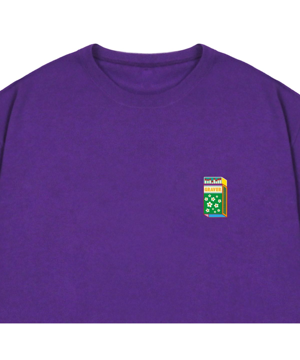 그레이버(GRAVER) [UNISEX]스몰 매치 플라워 스마일 반팔티_퍼플
