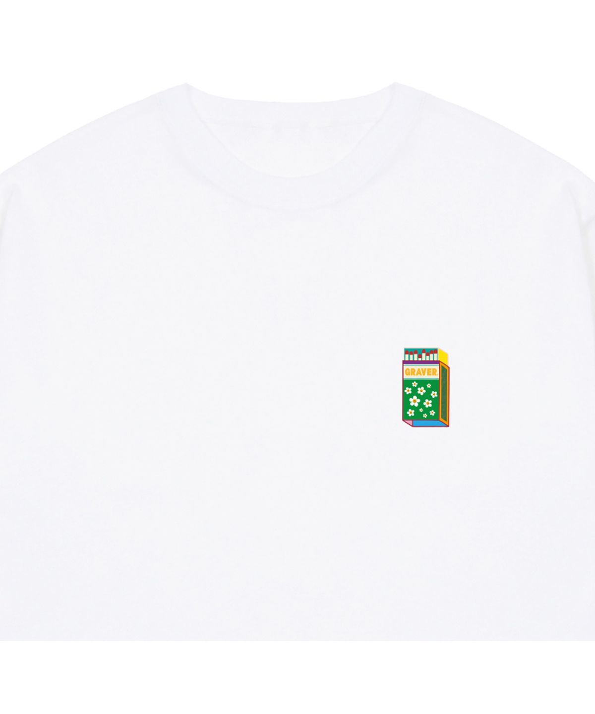 그레이버(GRAVER) [UNISEX]스몰 매치 플라워 스마일 반팔티_화이트