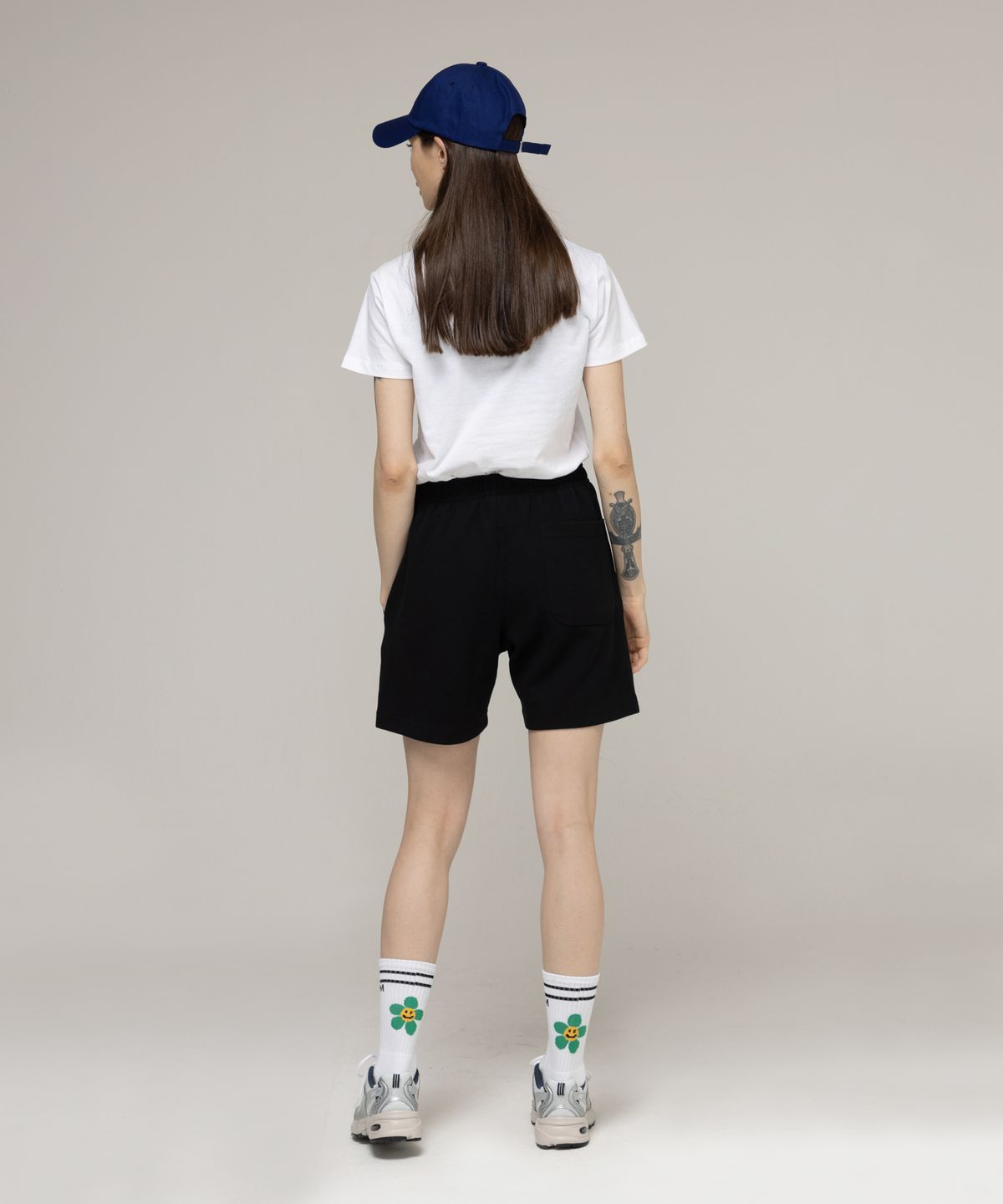 그레이버(GRAVER) [UNISEX]그린 플라워 스마일 로고 삭스 1팩_화이트