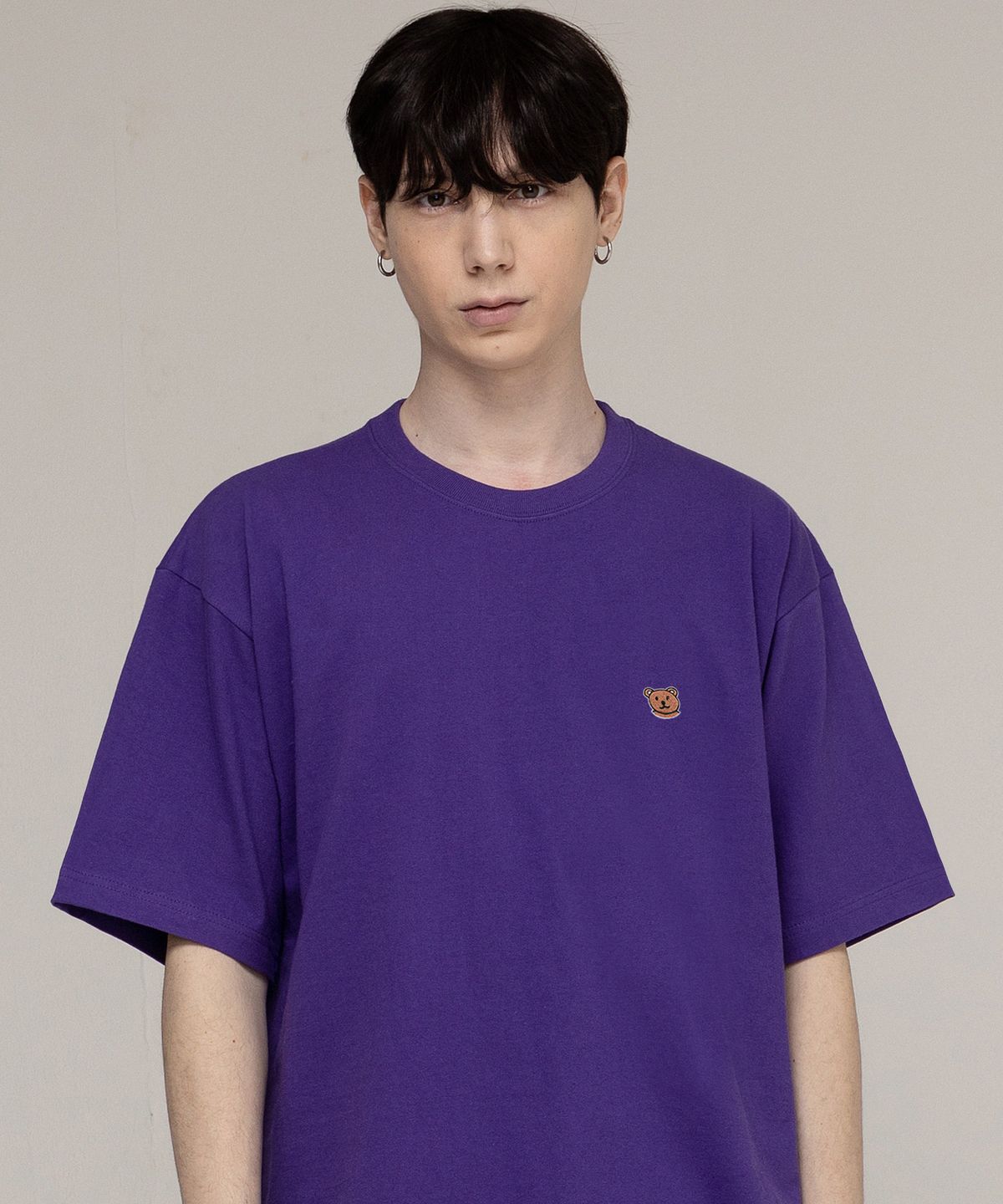 그레이버(GRAVER) [UNISEX]스몰 베어 페이스 스마일 반팔티_퍼플