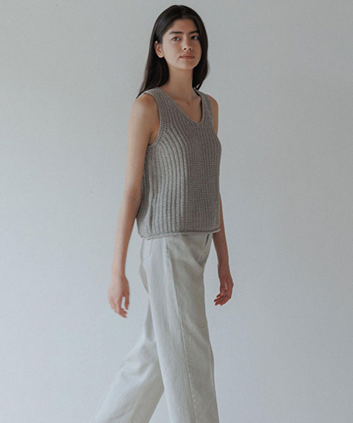 링서울(LINGSEOUL) hanji blended knit vest-grey