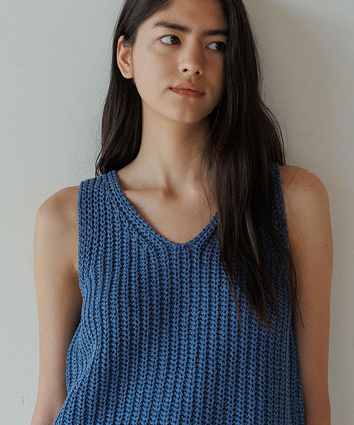 링서울(LINGSEOUL) hanji blended knit vest-blue