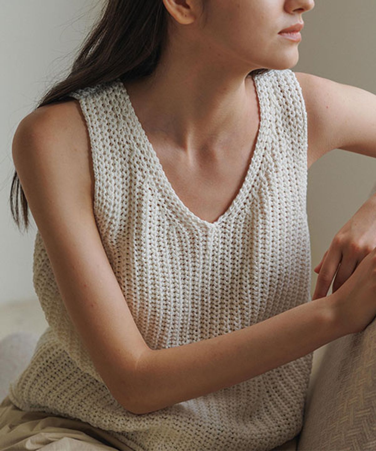링서울(LINGSEOUL) hanji blended knit vest-ivory