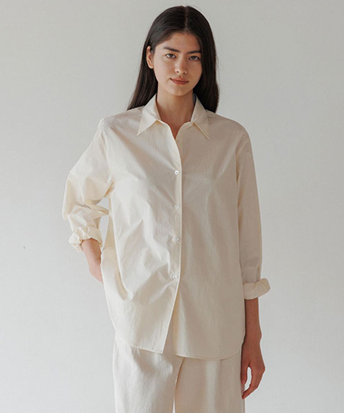 링서울(LINGSEOUL) bio poplin shirt-cream