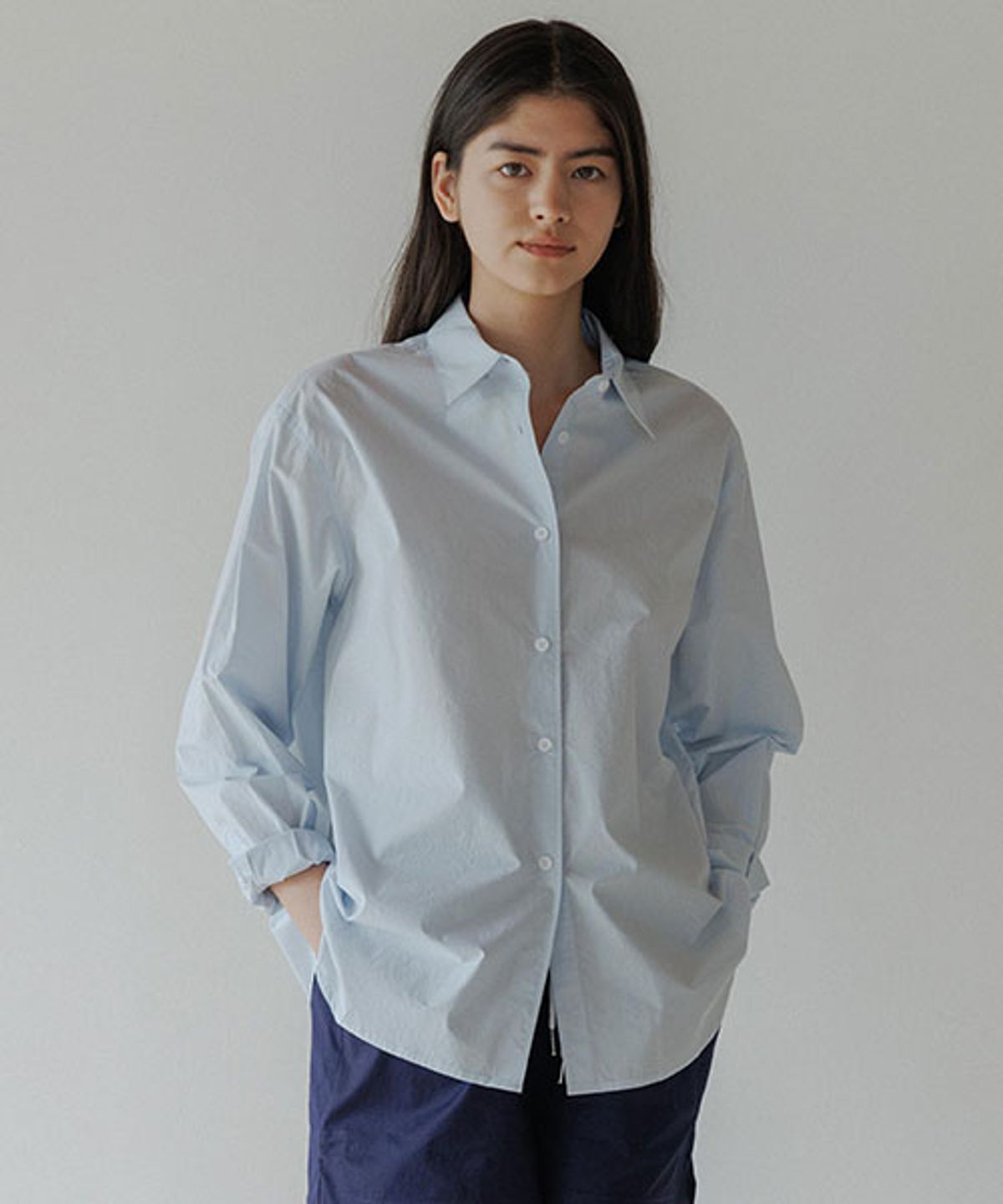 링서울(LINGSEOUL) bio poplin shirt-sky blue