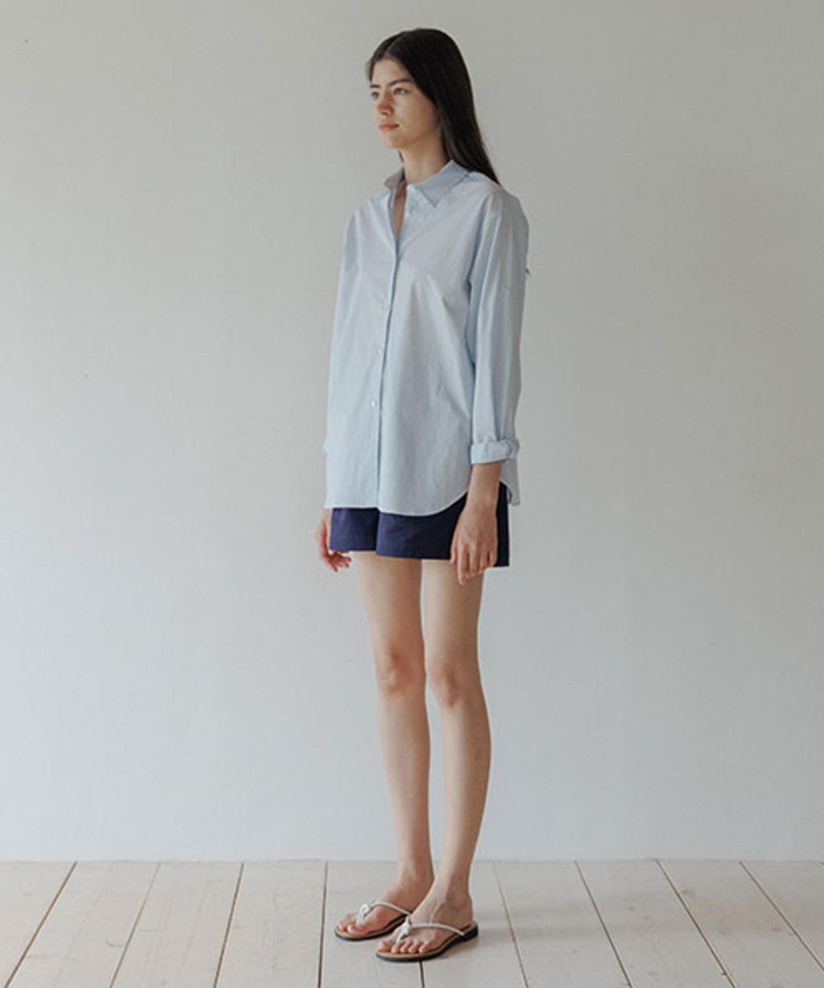 링서울(LINGSEOUL) bio poplin shirt-sky blue