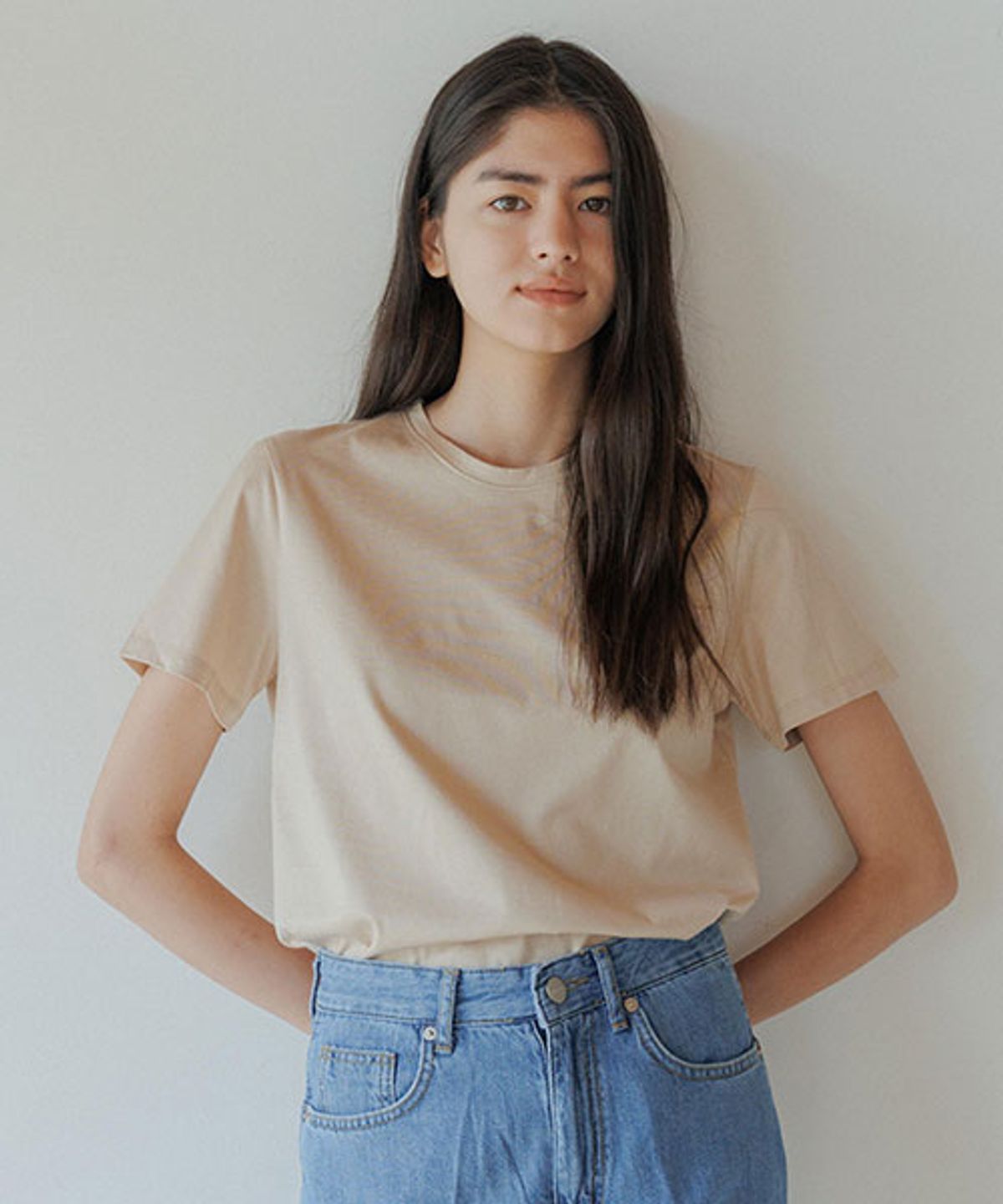 링서울(LINGSEOUL) supima silket cotton top-beige
