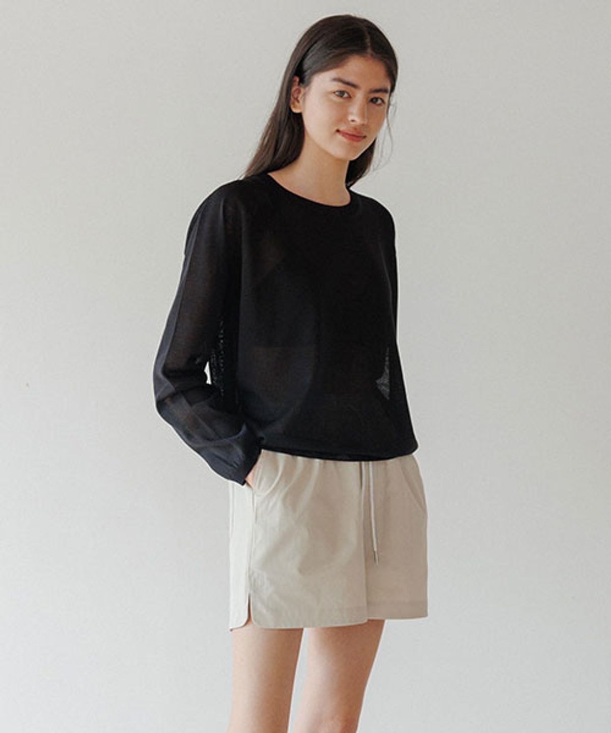 링서울(LINGSEOUL) half cotton banding pants-beige