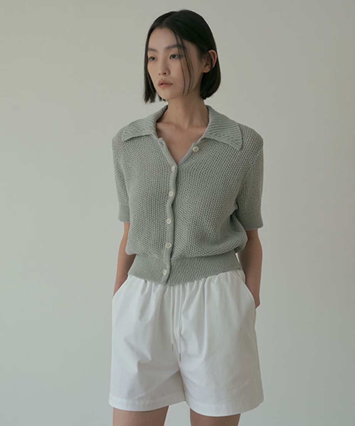 링서울(LINGSEOUL) half cotton banding pants-white