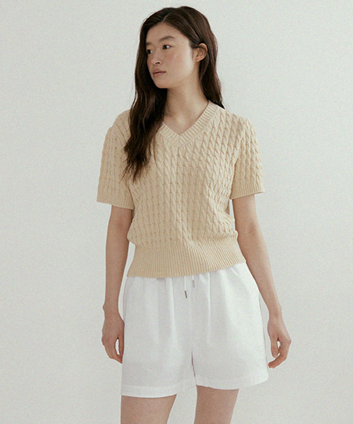링서울(LINGSEOUL) half cotton banding pants-white