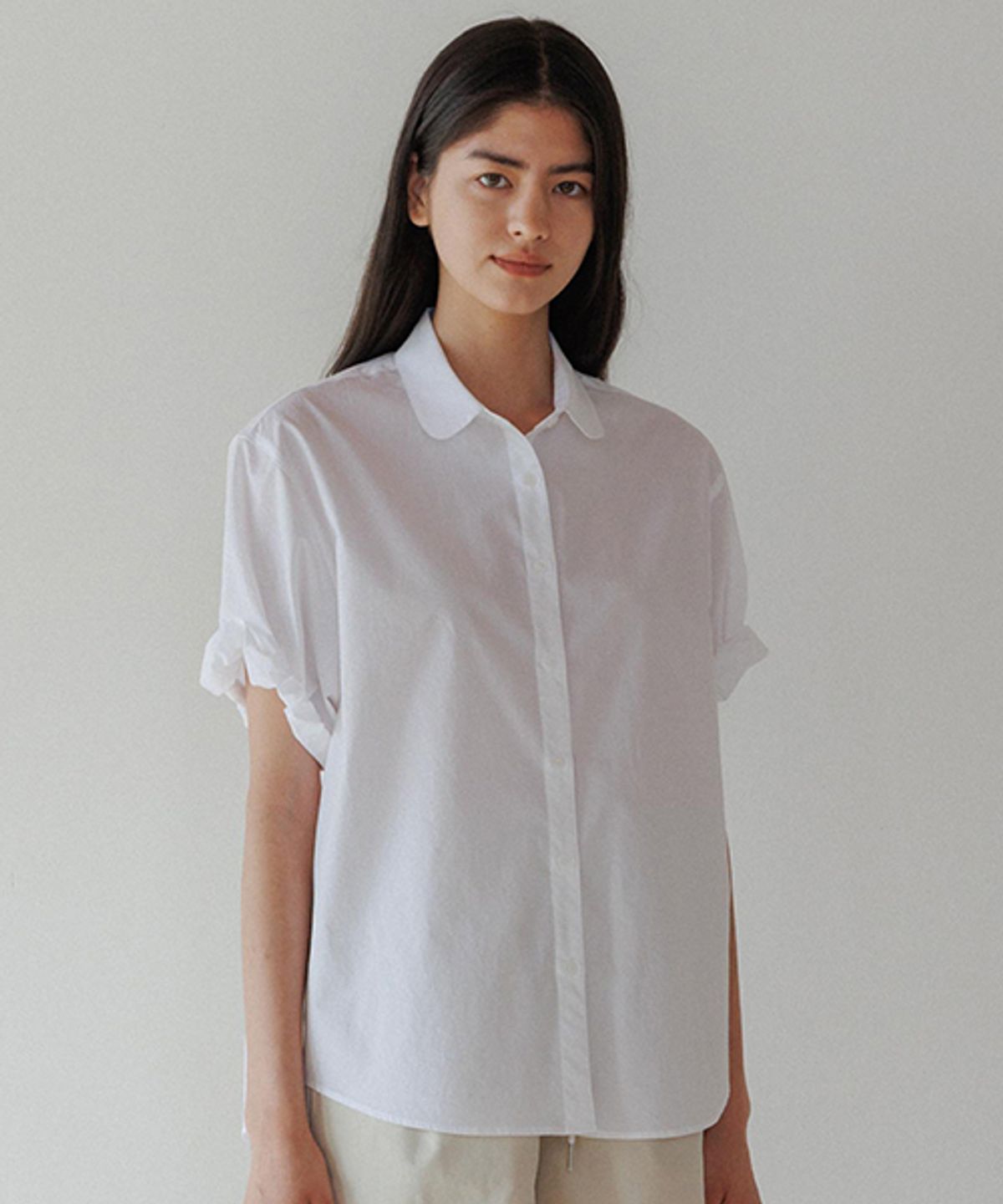 링서울(LINGSEOUL) cotton roll-up blouse-white