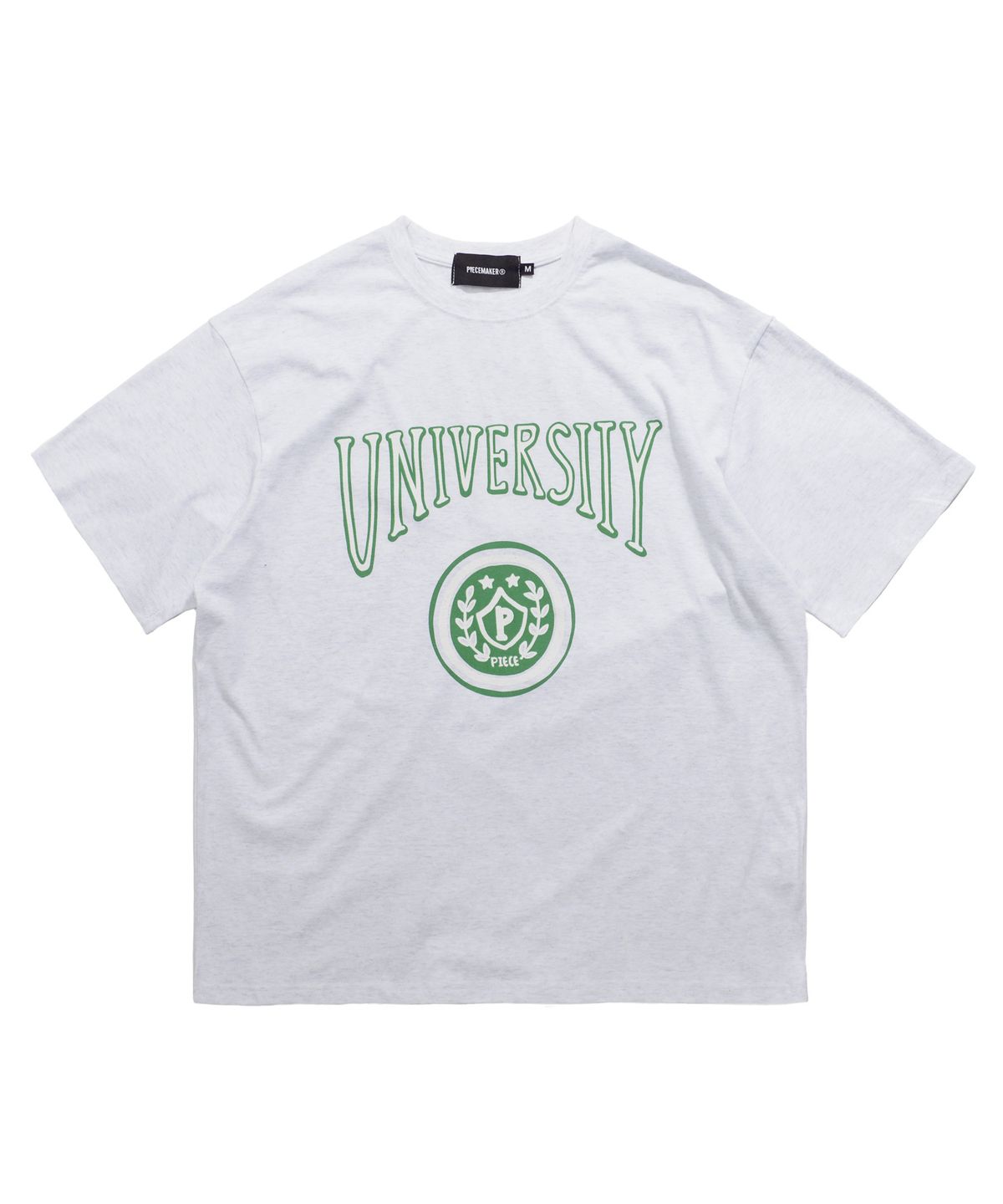 피스메이커(PIECE MAKER) VTG UNIVERSITY TEE (WHITE MELANGE)