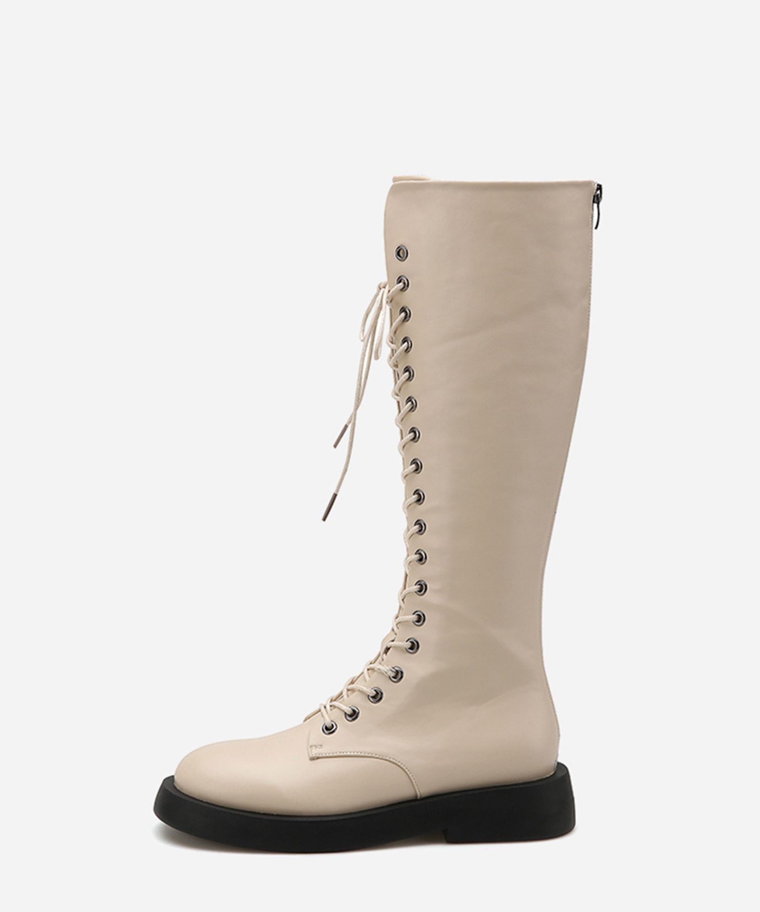 MUSINSA | SALT AND CHOCOLATE Lace-up flat walker long boots