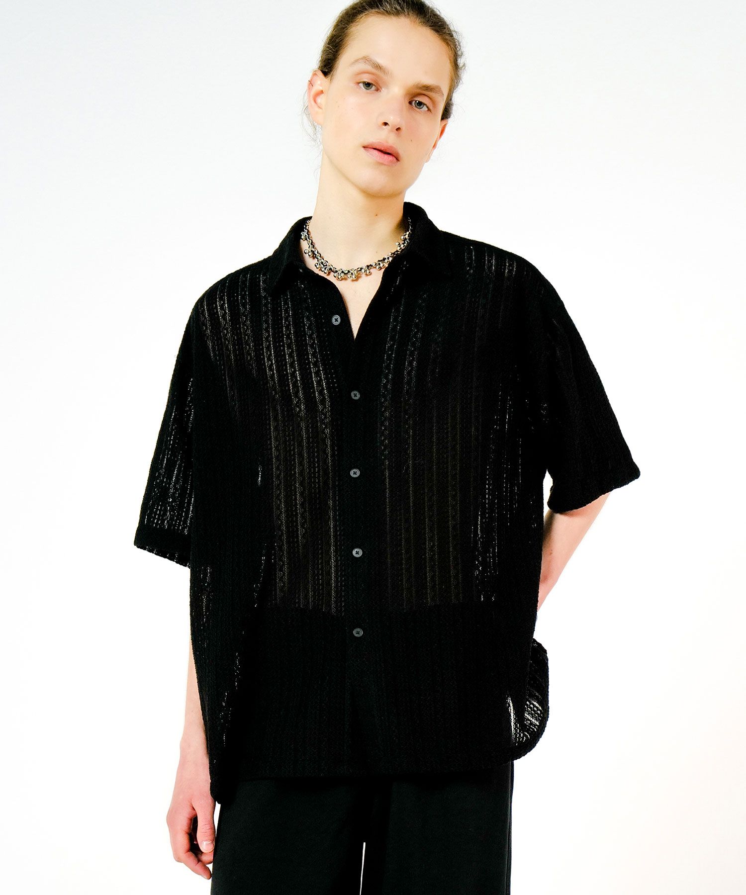 ★MUSINSA STANDARD★ Relaxed Crochet Shirt Black MMDSH105-BK MUSINSA | MUSINSA STANDARD Relaxed Crochet Shirt [Black]