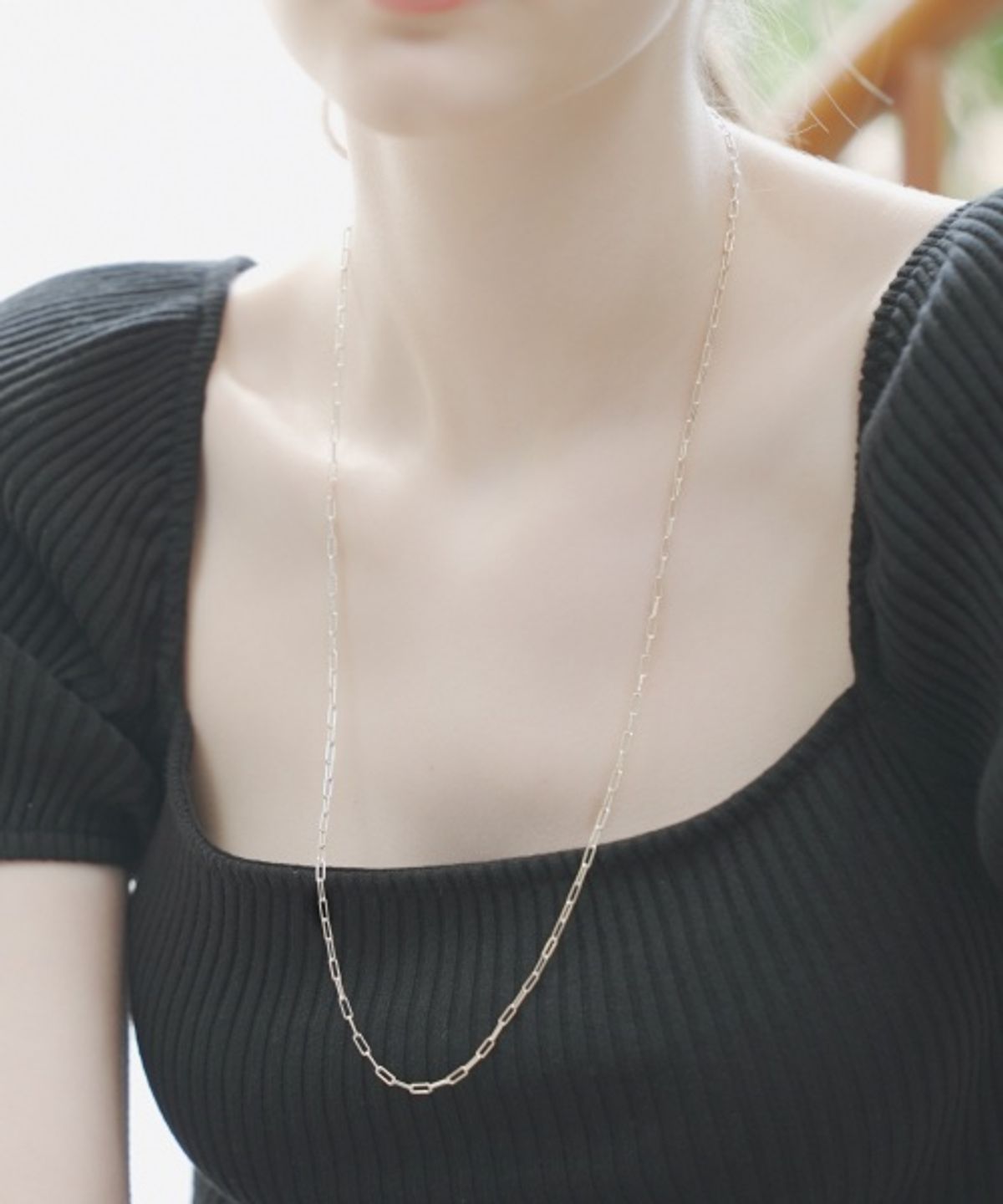 봉보(BONBEAU) Silver clip long chain Necklace 실버 925 롱 클립 체인 목걸이
