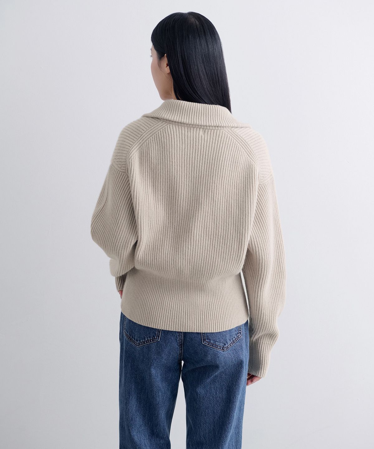 무신사 스탠다드 우먼(MUSINSA STANDARD WOMAN) 우먼즈 램스울 리브드 니트 집업 [머쉬룸]