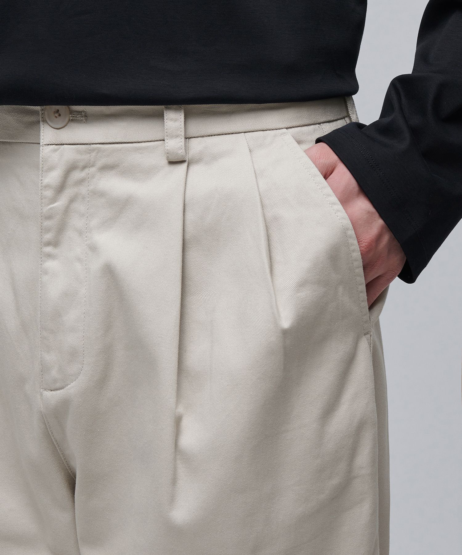 【INCHANT ME】[unisex] Chino Two-Tuck Long Wide Pants INCHANT ME】Chino two-tuck cotton wide pants (INCHANT ME