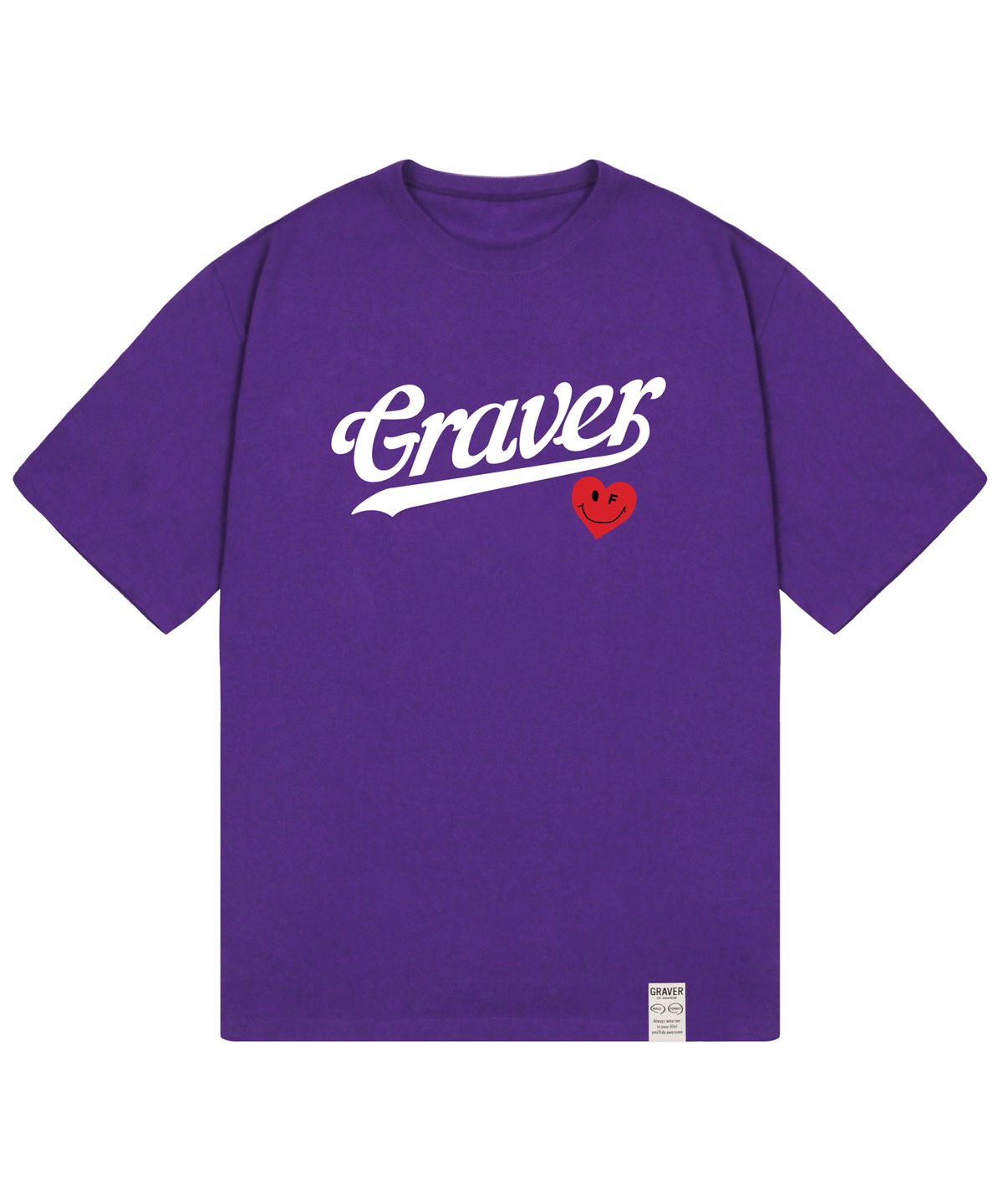 그레이버(GRAVER) [UNISEX]베이스볼 로고 하트스마일 반팔티_퍼플
