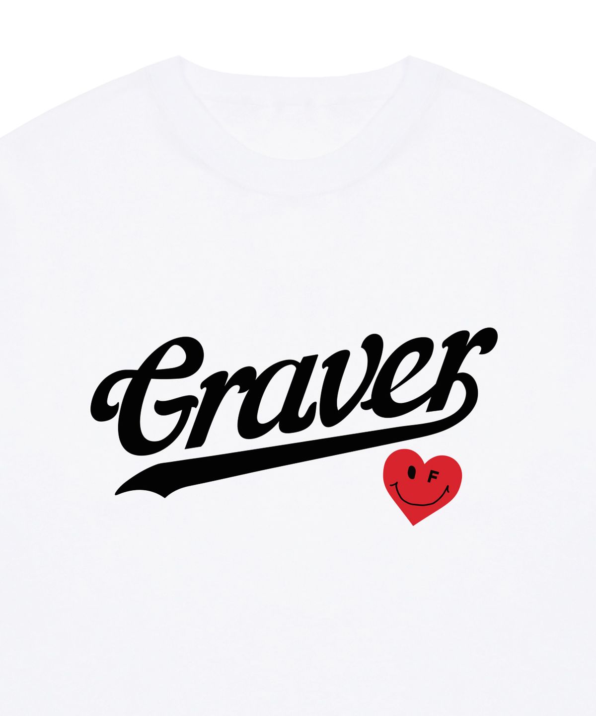 그레이버(GRAVER) [UNISEX]베이스볼 로고 하트스마일 반팔티_화이트