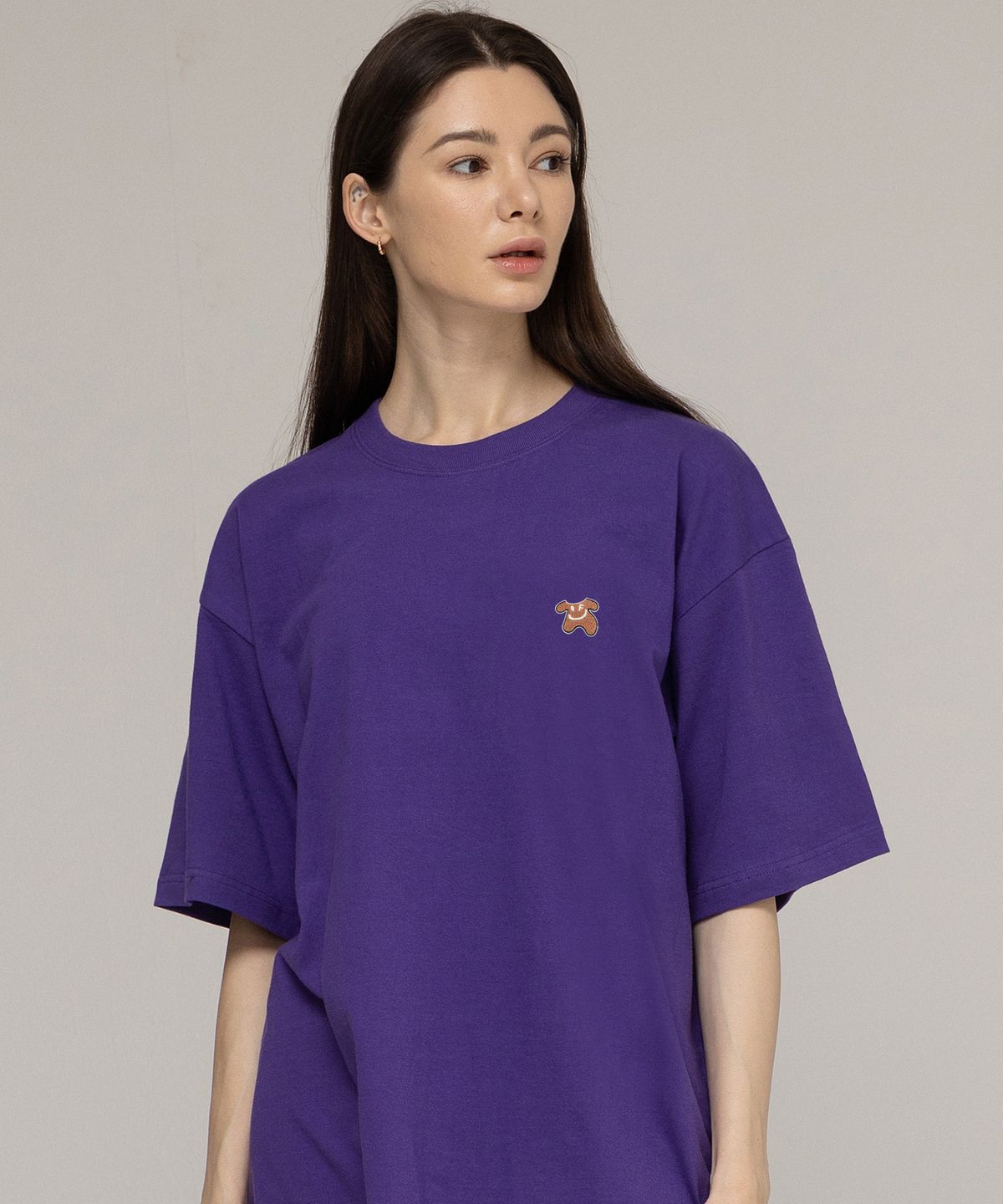 그레이버(GRAVER) [UNISEX]스몰 베어 바디 스마일 반팔티_퍼플